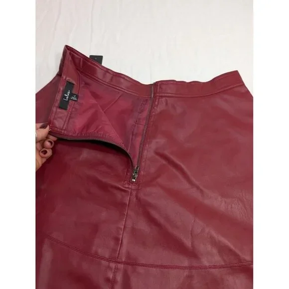 Lulus red pleather flare mini skirt women's sz large new with tags 30" waist B3 - Picture 7 of 9